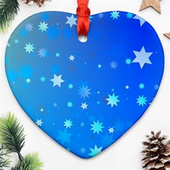 Blue Hot Pattern Blue Star Background Ornament (heart)