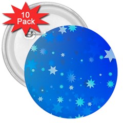 Blue Hot Pattern Blue Star Background 3  Buttons (10 Pack) 