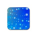 Blue Hot Pattern Blue Star Background Rubber Coaster (Square)  Front