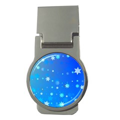 Blue Hot Pattern Blue Star Background Money Clips (round) 