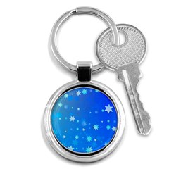 Blue Hot Pattern Blue Star Background Key Chains (round)  by Amaryn4rt