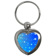 Blue Hot Pattern Blue Star Background Key Chains (heart) 