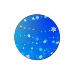 Blue Hot Pattern Blue Star Background Rubber Coaster (round) 