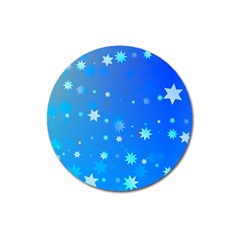 Blue Hot Pattern Blue Star Background Magnet 3  (round)