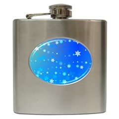 Blue Hot Pattern Blue Star Background Hip Flask (6 Oz)