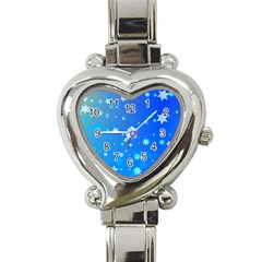 Blue Hot Pattern Blue Star Background Heart Italian Charm Watch