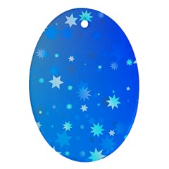 Blue Hot Pattern Blue Star Background Oval Ornament (two Sides) by Amaryn4rt