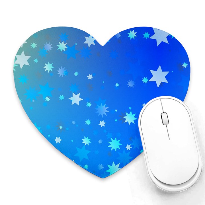 Blue Hot Pattern Blue Star Background Heart Mousepads