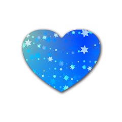 Blue Hot Pattern Blue Star Background Heart Coaster (4 Pack) 