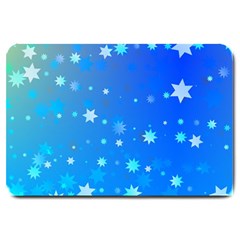 Blue Hot Pattern Blue Star Background Large Doormat  by Amaryn4rt