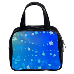 Blue Hot Pattern Blue Star Background Classic Handbags (2 Sides)