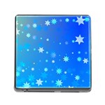 Blue Hot Pattern Blue Star Background Memory Card Reader (Square) Front