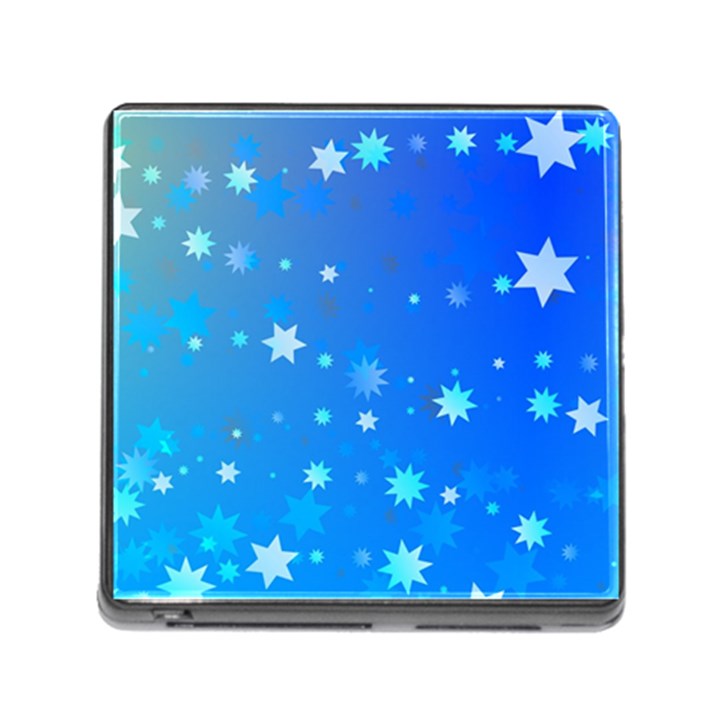 Blue Hot Pattern Blue Star Background Memory Card Reader (Square)