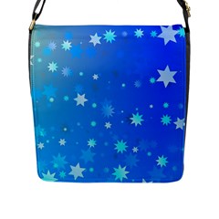 Blue Hot Pattern Blue Star Background Flap Messenger Bag (l) 