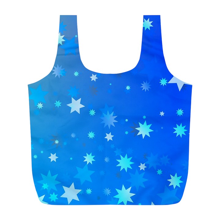 Blue Hot Pattern Blue Star Background Full Print Recycle Bags (L) 