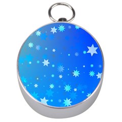 Blue Hot Pattern Blue Star Background Silver Compasses