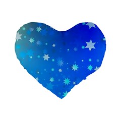 Blue Hot Pattern Blue Star Background Standard 16  Premium Flano Heart Shape Cushions by Amaryn4rt