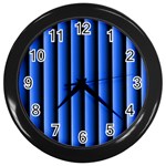 Blue Lines Background Wall Clocks (Black) Front