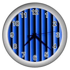 Blue Lines Background Wall Clocks (silver) 