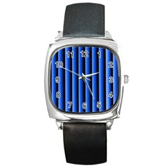 Blue Lines Background Square Metal Watch