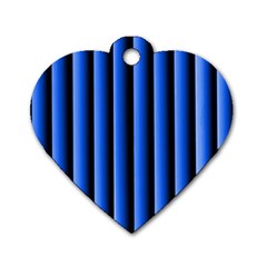 Blue Lines Background Dog Tag Heart (two Sides)