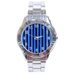 Blue Lines Background Stainless Steel Analogue Watch Front