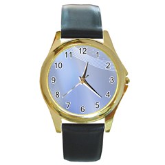 Blue Star Background Round Gold Metal Watch