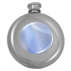 Blue Star Background Round Hip Flask (5 Oz)