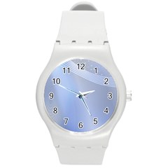 Blue Star Background Round Plastic Sport Watch (m) by Amaryn4rt