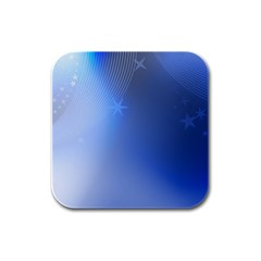 Blue Star Background Rubber Square Coaster (4 Pack) 