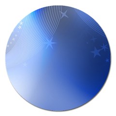 Blue Star Background Magnet 5  (round)