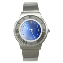 Blue Star Background Stainless Steel Watch