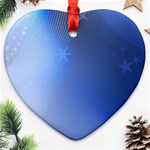 Blue Star Background Heart Ornament (Two Sides) Front