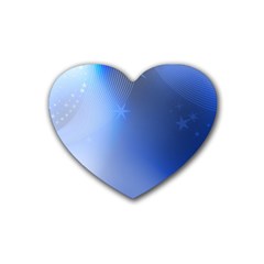 Blue Star Background Heart Coaster (4 Pack) 