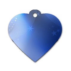 Blue Star Background Dog Tag Heart (two Sides) by Amaryn4rt