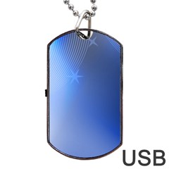 Blue Star Background Dog Tag Usb Flash (two Sides)