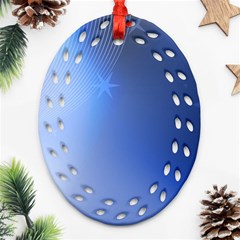 Blue Star Background Ornament (oval Filigree)