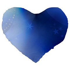 Blue Star Background Large 19  Premium Heart Shape Cushions