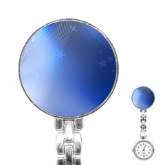 Blue Star Background Stainless Steel Nurses Watch