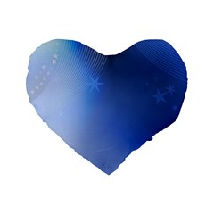 Blue Star Background Standard 16  Premium Flano Heart Shape Cushions by Amaryn4rt