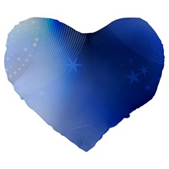 Blue Star Background Large 19  Premium Flano Heart Shape Cushions