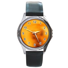 Blurred Glass Effect Round Metal Watch