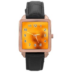 Blurred Glass Effect Rose Gold Leather Watch 