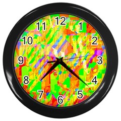 Cheerful Phantasmagoric Pattern Wall Clocks (black) by Amaryn4rt