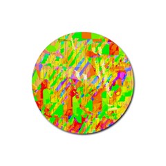 Cheerful Phantasmagoric Pattern Rubber Round Coaster (4 Pack) 