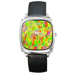 Cheerful Phantasmagoric Pattern Square Metal Watch