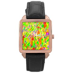 Cheerful Phantasmagoric Pattern Rose Gold Leather Watch  by Amaryn4rt