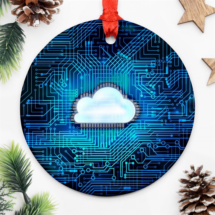 Circuit Computer Chip Cloud Security Ornament (Round)