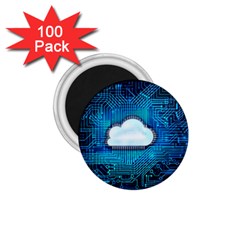 Circuit Computer Chip Cloud Security 1 75  Magnets (100 Pack)  by Amaryn4rt