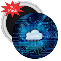 Circuit Computer Chip Cloud Security 3  Magnets (10 Pack)  by Amaryn4rt